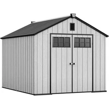 8x10 FT Outdoor Storage Shed with Floor, Plastic Garden Shed for Bikes, Tools