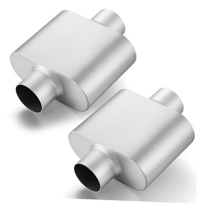 2PCS 3 Inch Muffler, Single Chamber 3'' Center Inlet / 3'' 2PCS-3'' inlet-13''OL