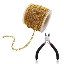 10 Metri Oro Catena Acciaio Inox per Bigiotteria 2,7MM con Pinze per B