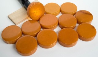 Large Bakelite Crisloid Butterscotch Backgammon Pieces 1.75" x 1/2"