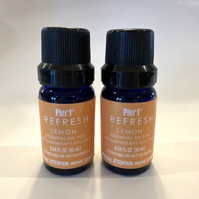 NEW Pier 1 One Lemon Essential Oil For Aromatherapy Use .34 oz each Lot Refresh