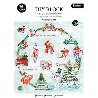 STUDIO LIGHT Set A4 Papierset + Elemente Scrapbooking Papier Winter fun
