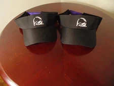 LOT OF 2 TACO BELL SUN VISOR HAT CAP BLACK WHITE PURPLE LOGO ADJUSTABLE STRAP 2X