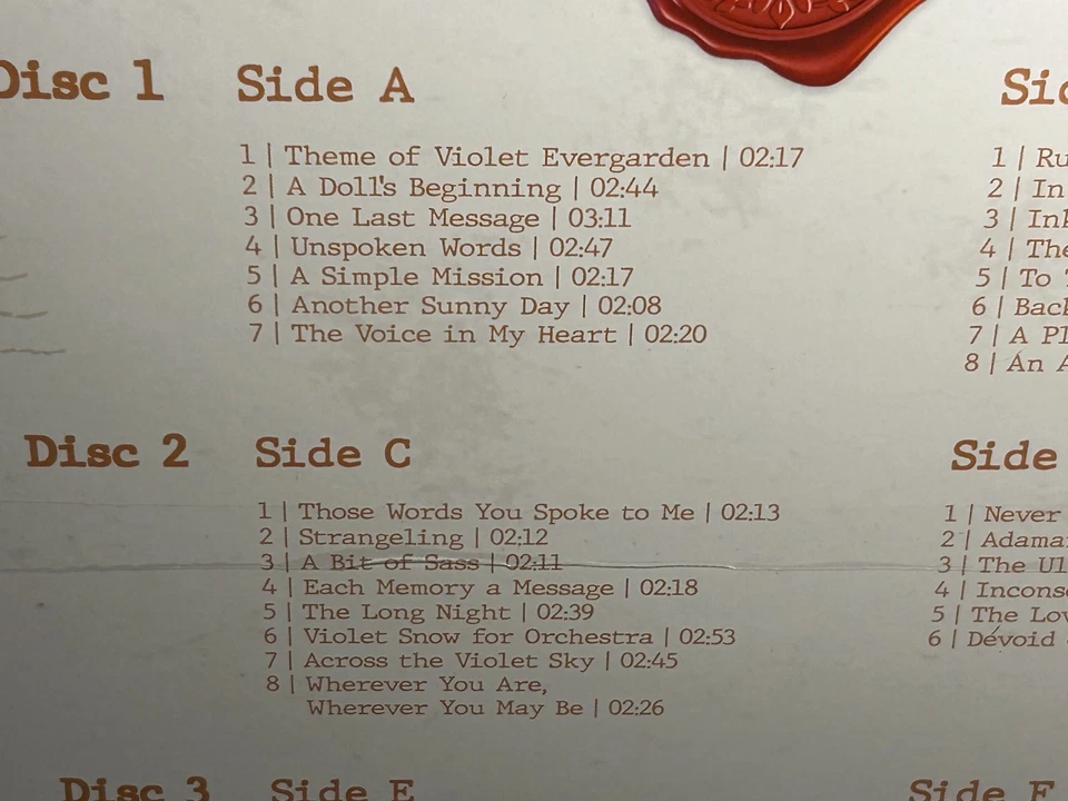 VIOLET EVERGARDEN - Soundtrack, Limited Import 3LP BLACK VINYL Tri-Fold New! - Image 4 of 4