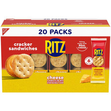 RITZ Cheese Sandwich Crackers, Lunch Snacks, 20 Snack Packs 6 Crackers per Pack