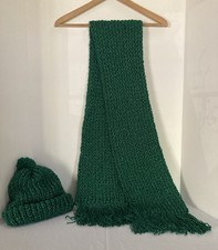Handmade Scarf and Pullon Hat Set, Adult, Comfy, Double Layered for Warmth