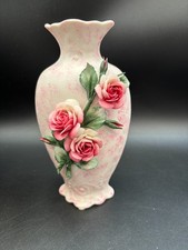 Capodimonte "PINK ROSES" Italy 3D Floral Matte Finish