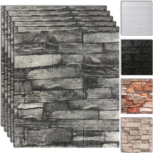 10PCS 3D Wall Panels Peel and Stick Foam, Self-Adhesive Decorative 3D Brick W... - Picture 1 of 2