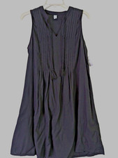 Old Navy Womens size S Black Sleeveless Pleated Flare Tassel Dress Cottagecore