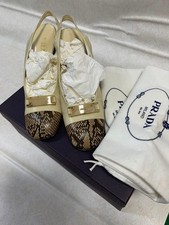Rare PRADA Back Strap Pumps Women's Size 37.5 EU 7.5 US Heel 9cm Leather Boxed