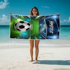 Soccer-Themed Beach Towel, Personalized Name ...