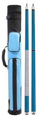 Package Set - Sky Blue Play Pool Cue, Break Jump Cue & 2x2 Case.