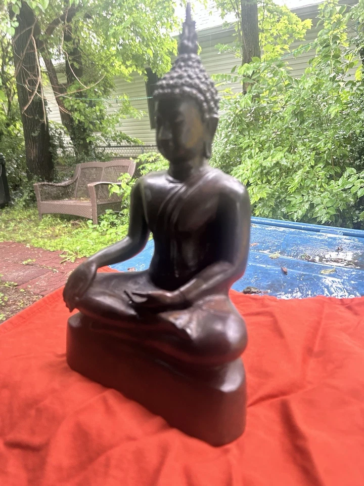 Antigua estatua china de Buda de bronce del siglo XVIII Foto 2 de 4