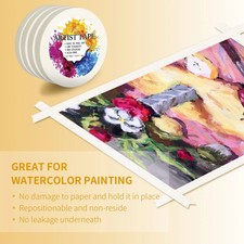 4 Packs White Artist Tape for Watercolor Paper Drafting Art Low Tack
