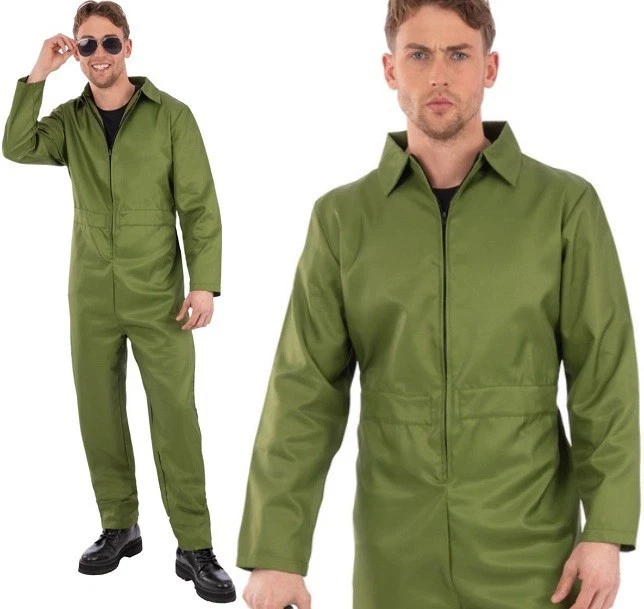 Traje de caldera de Halloween para hombre disfraz traje de piloto verde nuevo por Smiffys Foto 4 de 4