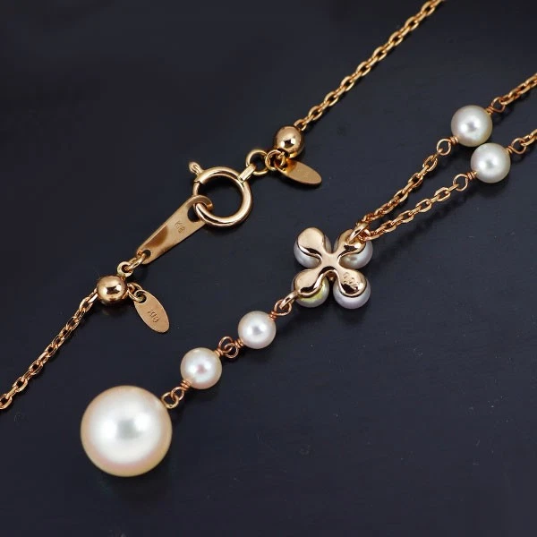 Collier pendentif diamant perle Akoya Yoko Natsuki/Luciola K18PG diamètre env... - Photo 2/4
