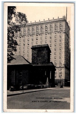 1938 Parker House Boston Kings Chapel Foreground Massachusetts MA Postcard
