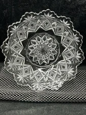 RARE!!!! Early American Brilliant Cut Glass Star Bowl With Diamonds