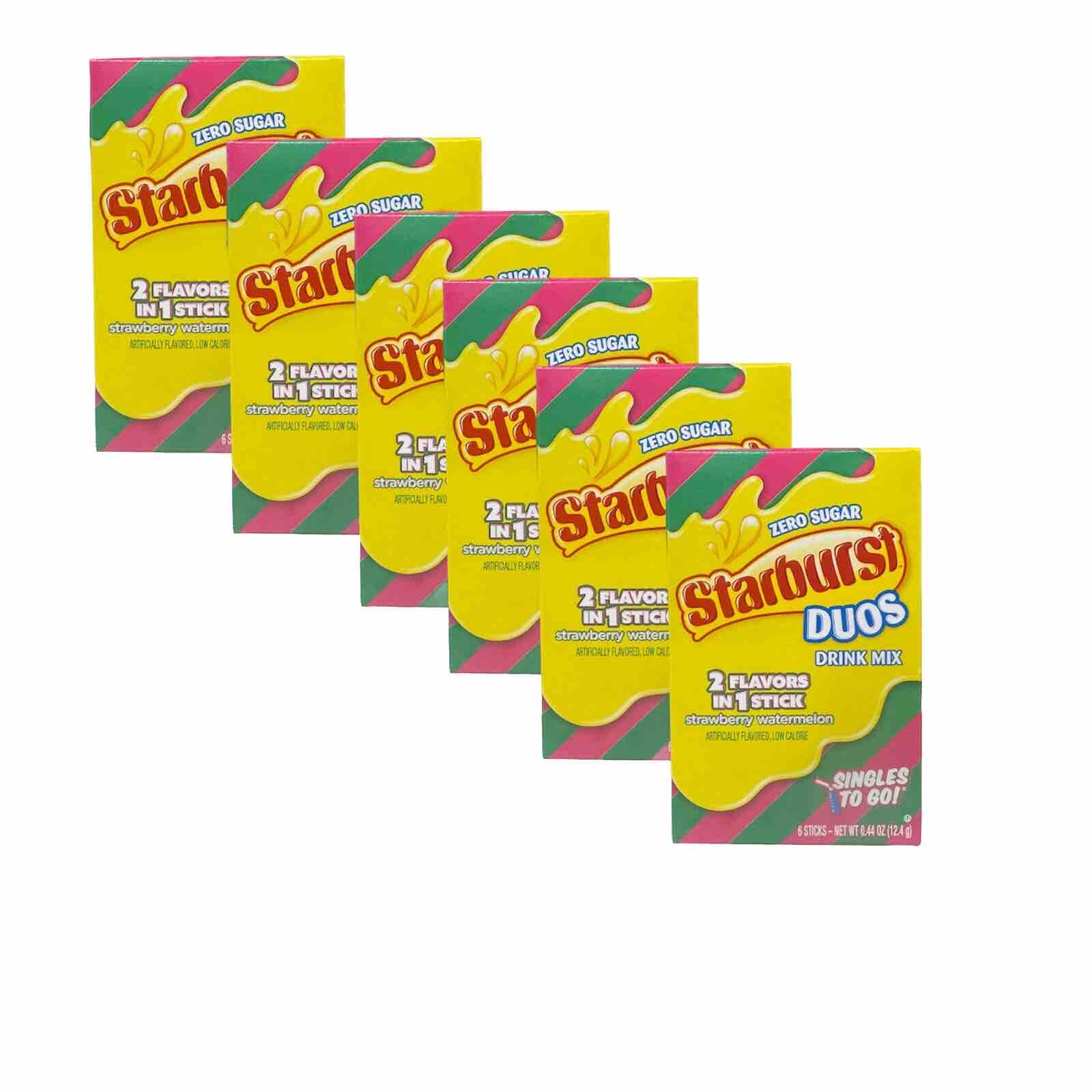 Starburst DUOS Singles To Go Drink Mix 6 BOXES (36 Packets)