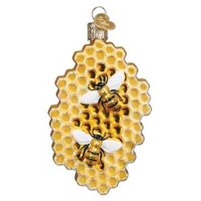Old World Christmas HONEYCOMB 12586 Glass Ornament w/OWC Box