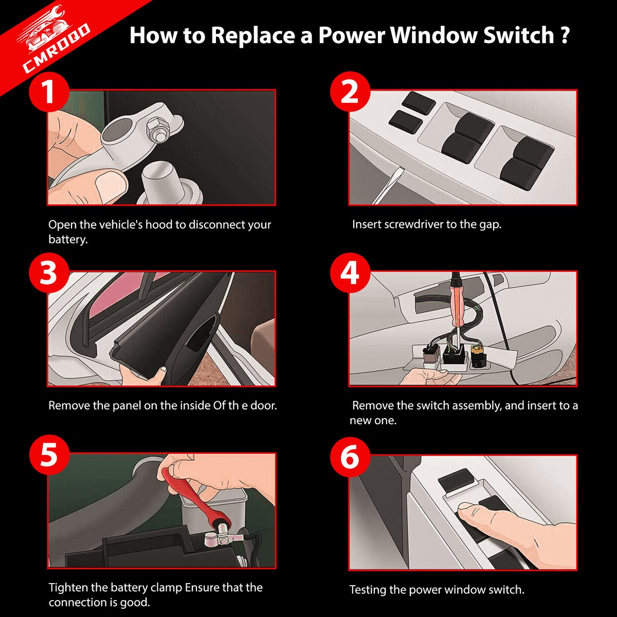 AUXITO Driver Side Window Master Switch For Dodge Ram 1500/2500/3500 2016-2018 – 11-Pin Direct Fit