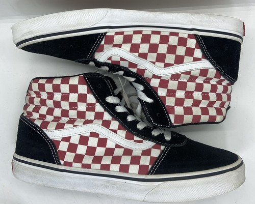 Vans Ward Hi Top Sneaker Checkered Red White Black Youth Size 7 | eBay