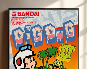 Retro Dig Dug II Poster - Vintage NES Gaming Art Print