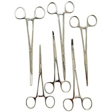 Hemostat Forceps CVD + STR 6.25" + 7.25" + 8" Tissue Grasping Clamps - 6 Pack