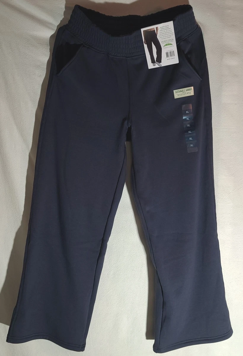 Earth Yoga Stretch Fleece Velour Lined Open Leg XL Wide 3 Flex