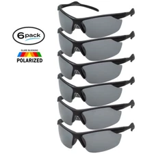 Polarized Sport Sunglasses Mens Style Wrap 6 PACK Semi Rimless Cycle Sport Fish