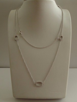 36'' OVAL & SQUARE NECKLACE 3ct LAB CREATED DIAMOND ACCENTS 925 STERLING SILVER