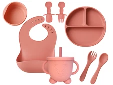 Silicone Baby Feeding Set- Pink | BPA-Free | Utensils Baby Supplies