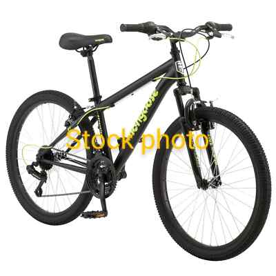Mongoose Excursion Mountain Bike 21 Speed w/ 24 Inch Wheels BLACK/NEON GREEN