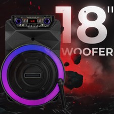 4500W 18  Woofer Big Bluetooth Speaker Karaoke Machine W/Wireless Mic LED Light