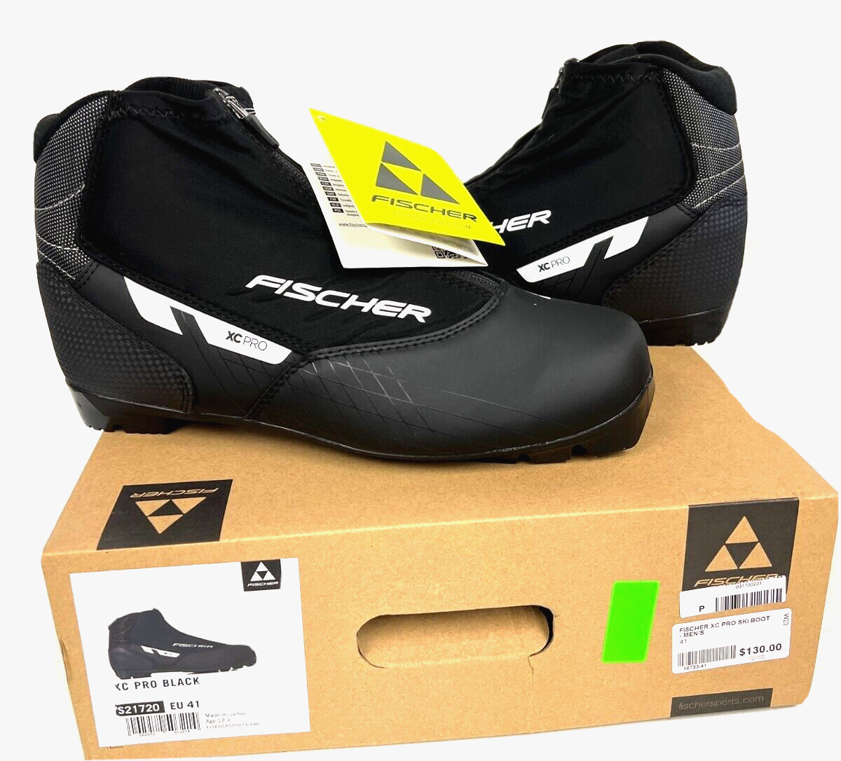 SALOMON Scarponi da sci di fondo Fischer XC Pro $130 nuovi con scatola NNN 41 42 43 46 uomo neri nordici