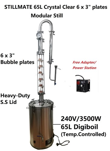 StillMate 65L Crystal Clear 6 x 3" Plates Modular Still Free Power station