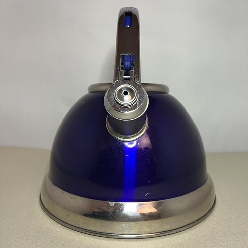 Lenox American by Design Discontinued Stainless Whistling Tea Kettle 2.5 Qt Blue - Picture 4 of 12