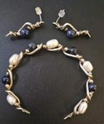 Silver Wire, Blue Lapis, Natural Pearls, Artisan Bracelet/Earring Set — photo 6