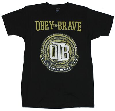 Obey the Brave Adult New T-Shirt - ''Young Blood'' Distessed OTB Logo Pic