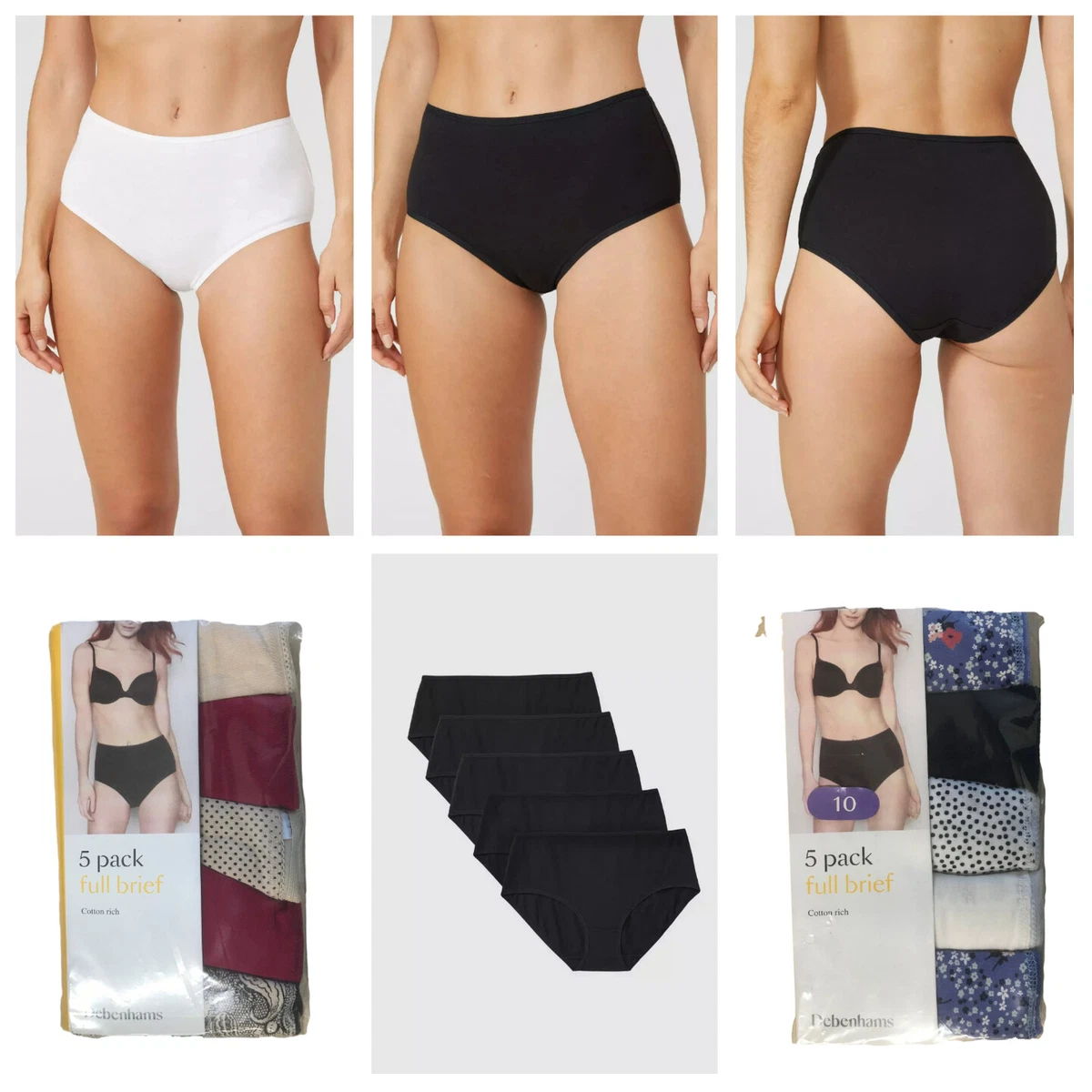 Debenhams Women s Full Brief High Waist Maxi Knickers 5 Pack 95 Cotton