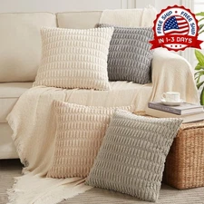 Paquete de 4 fundas de almohada decorativas neutras de 18 x 18 pulgadas NUEVO US