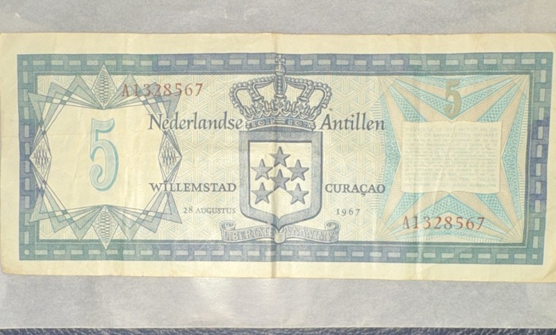 Netherlands Antilles 5 Gulden Banknote 1967 Circulated Uncertified Ungraded