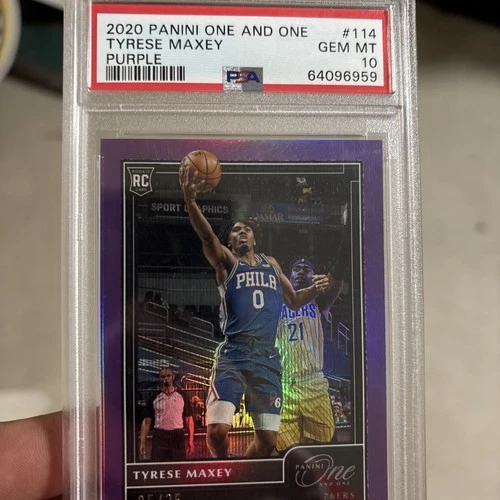 2020-21 Panini One and One Rookies Tyrese Maxey #114 Purple /25 (RC)