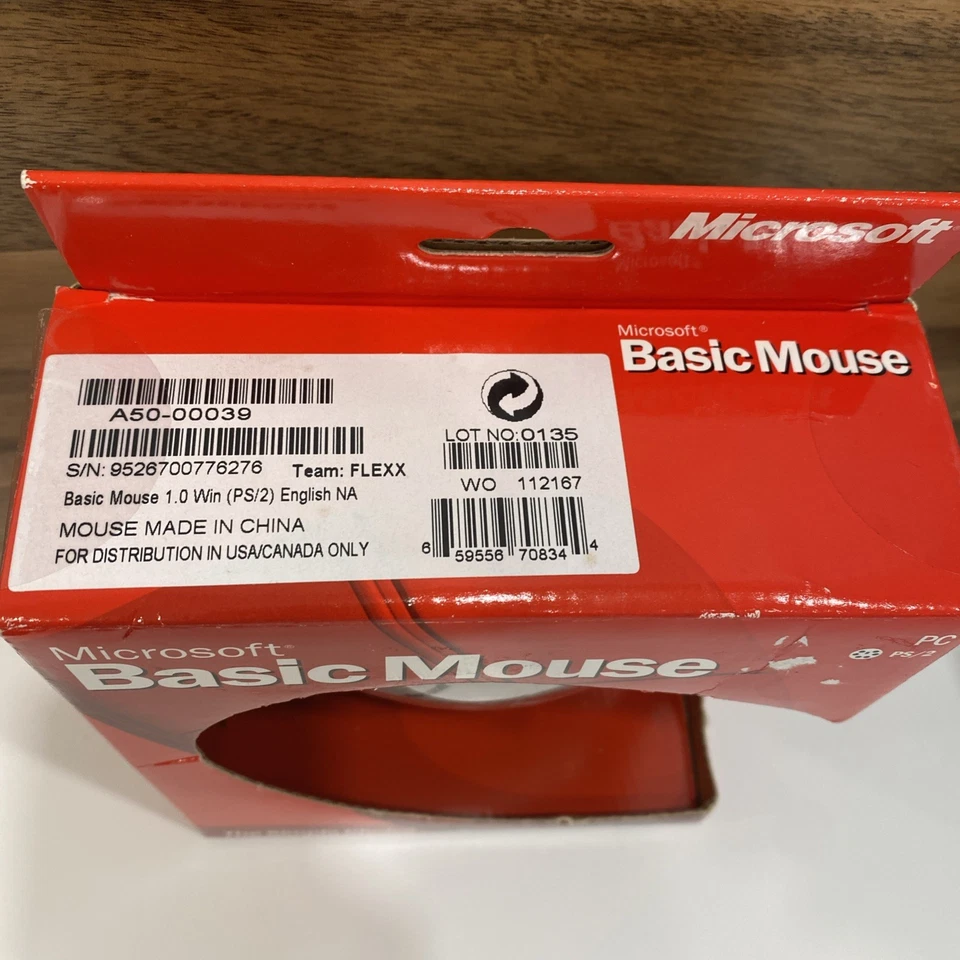 Microsoft White Basic PS/2 Mouse In Box PC Windows 98, 2000, New - Image 2 of 4