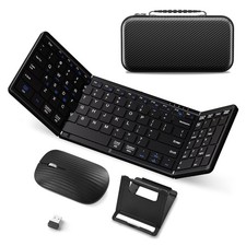 Portable Foldable Keyboard and Mouse Combo,Dual Mode Bluetooth 2 2.4G Wireles...