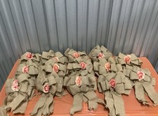 14 Burlap Bows With Peach Flower Wedding, Fall, Rustic Decoration