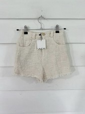 New Zara Kids Girls Ecru Off White Tweed Rip Shorts Size 9 Years 134 CM Y460A