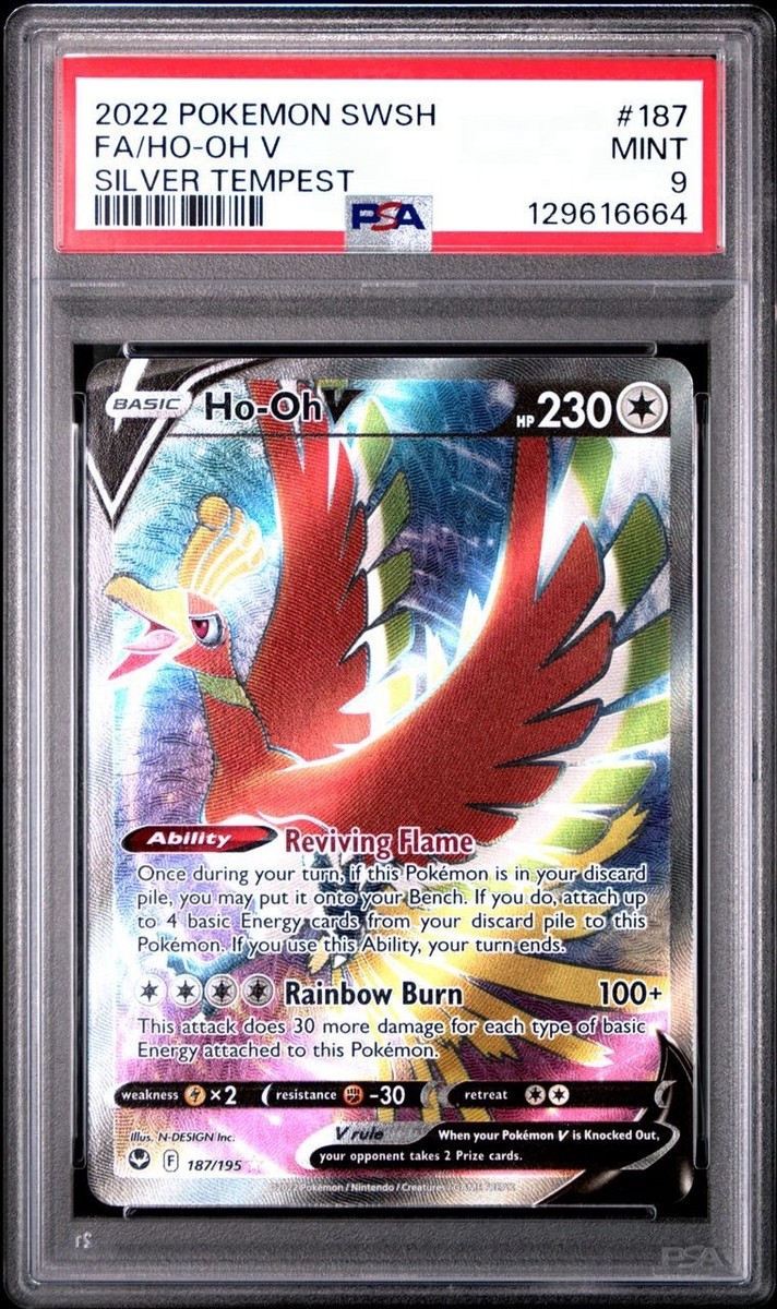 2022 Pokemon SWSH Silver Tempest #187 Full Art Ho-Oh V PSA 9 MINT