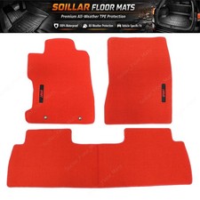 Velour Floor Mats 1st 2nd Row Carpet Red Fits 2010 2011 Honda Civic Anti-slip