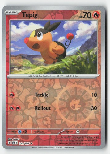 Tepig 011/086 Common White Flare Pokemon Reverse Holo NM